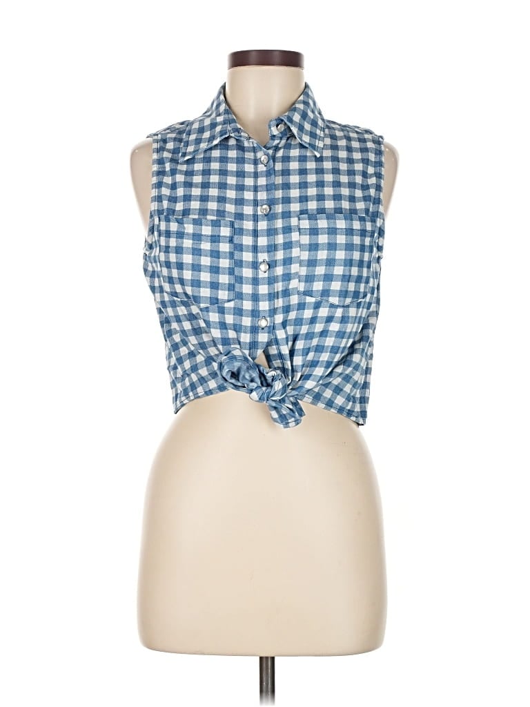 Pre-owned Delia's Sleeveless Button Down Shirt In Blue