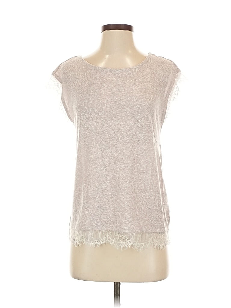 Pre-owned Gap Outlet Short Sleeve Top Ivory Scoop Neck Tops In White
