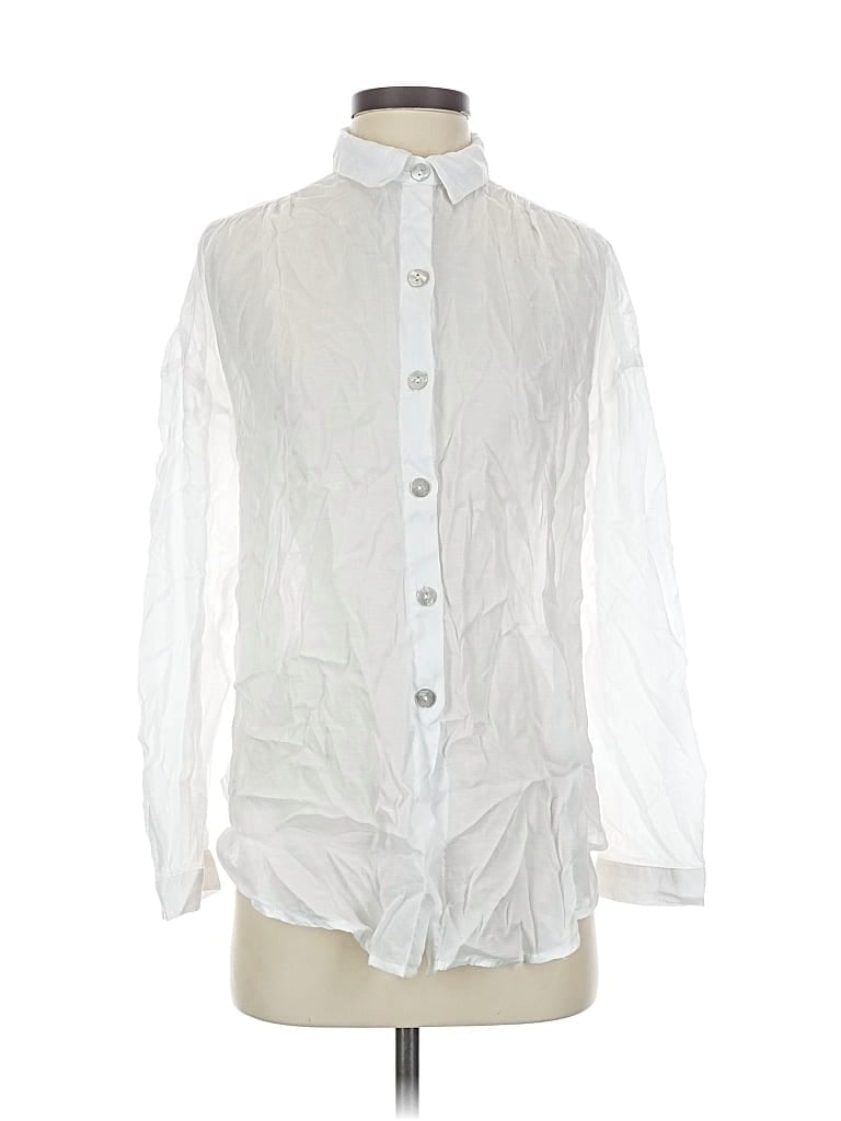 Pre-owned Bella Dahl Long Sleeve Blouse In White