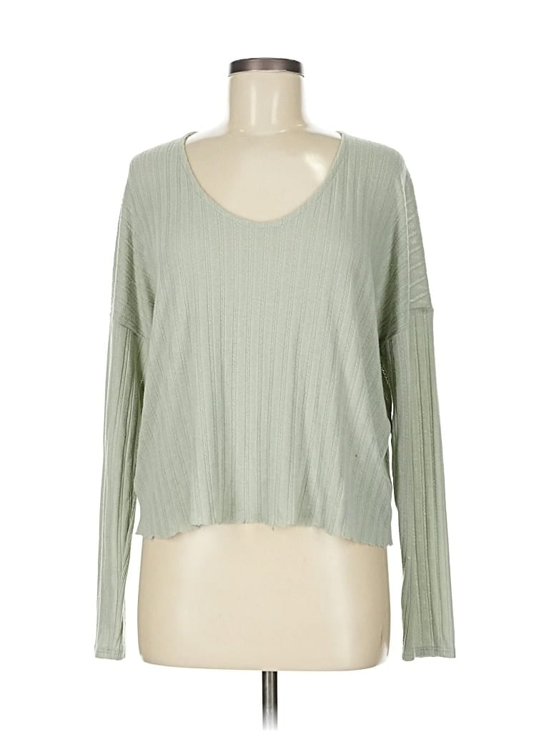 Pre-owned All In Favor Long Sleeve T-shirt In Green