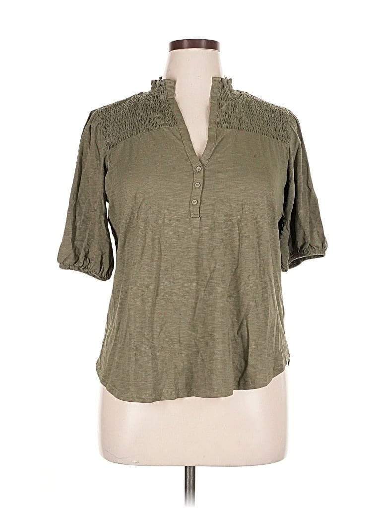 Pre-owned Knox Rose Short Sleeve Blouse In Green