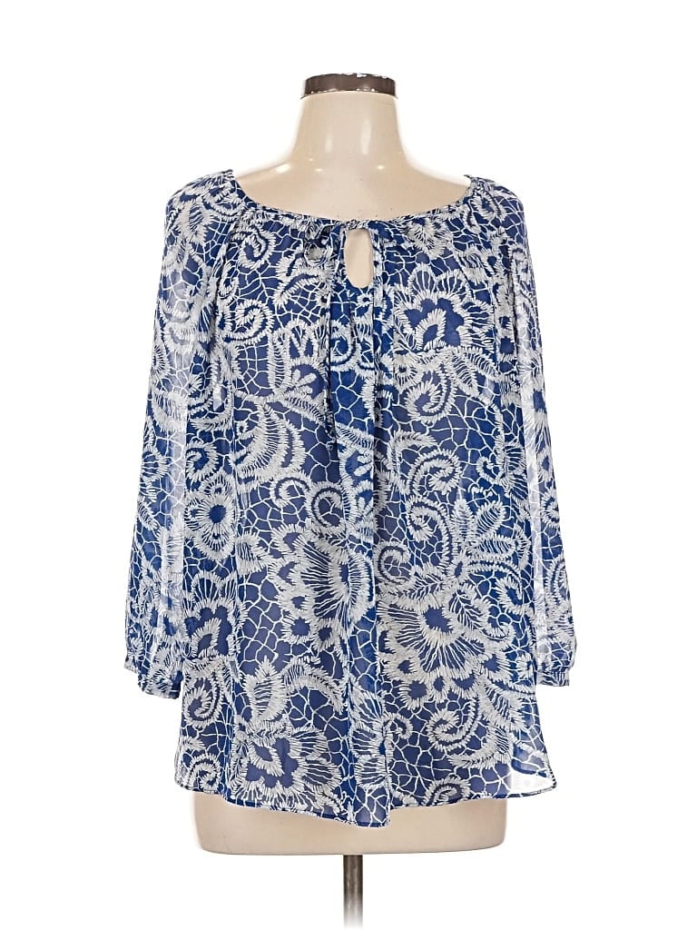 Pre-owned Zac & Rachel 3/4 Sleeve Blouse In Blue