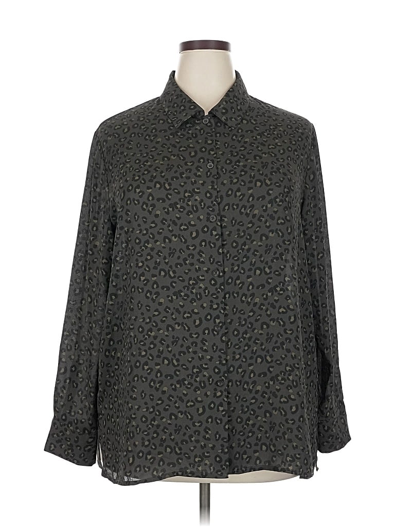 Pre-owned Chelsea & Theodore Long Sleeve Blouse In Gray