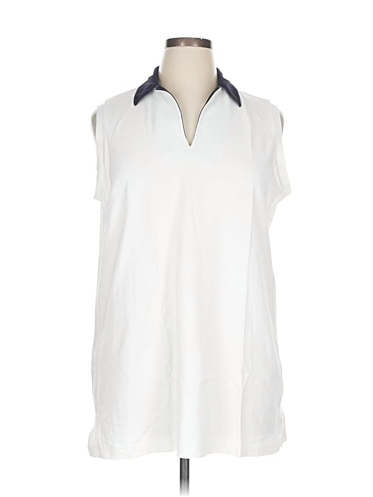 Pre-owned Lands' End Sleeveless T-shirt In White