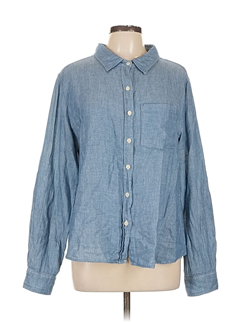 Pre-owned Dylan Long Sleeve Button Down Shirt In Blue