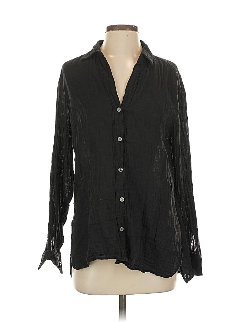 Pre-owned Michael Stars Long Sleeve Blouse In Black