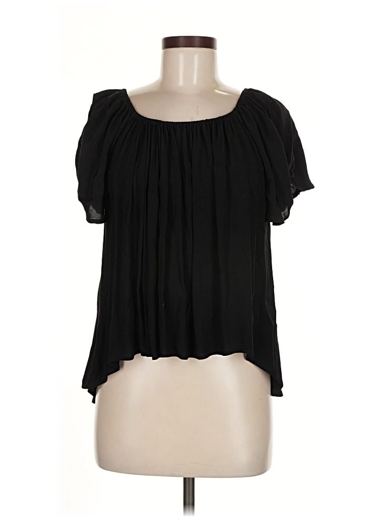 Pre-owned Elan Short Sleeve Blouse In Black