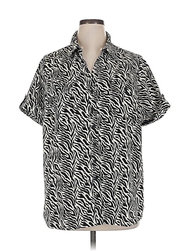 Pre-owned Essentials Short Sleeve Blouse In Black