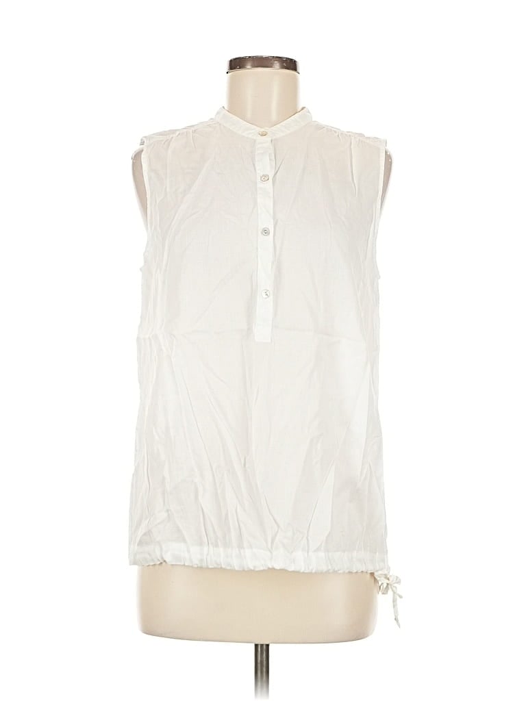 Pre-owned Eileen Fisher Sleeveless Button Down Shirt In White