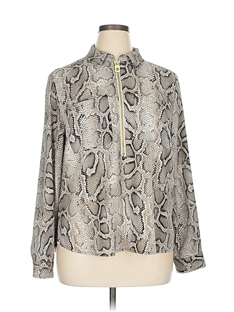 Pre-owned Michael Michael Kors Long Sleeve Blouse In Silver