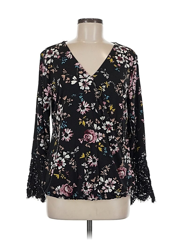 Pre-owned Thalia Sodi Long Sleeve Blouse In Black