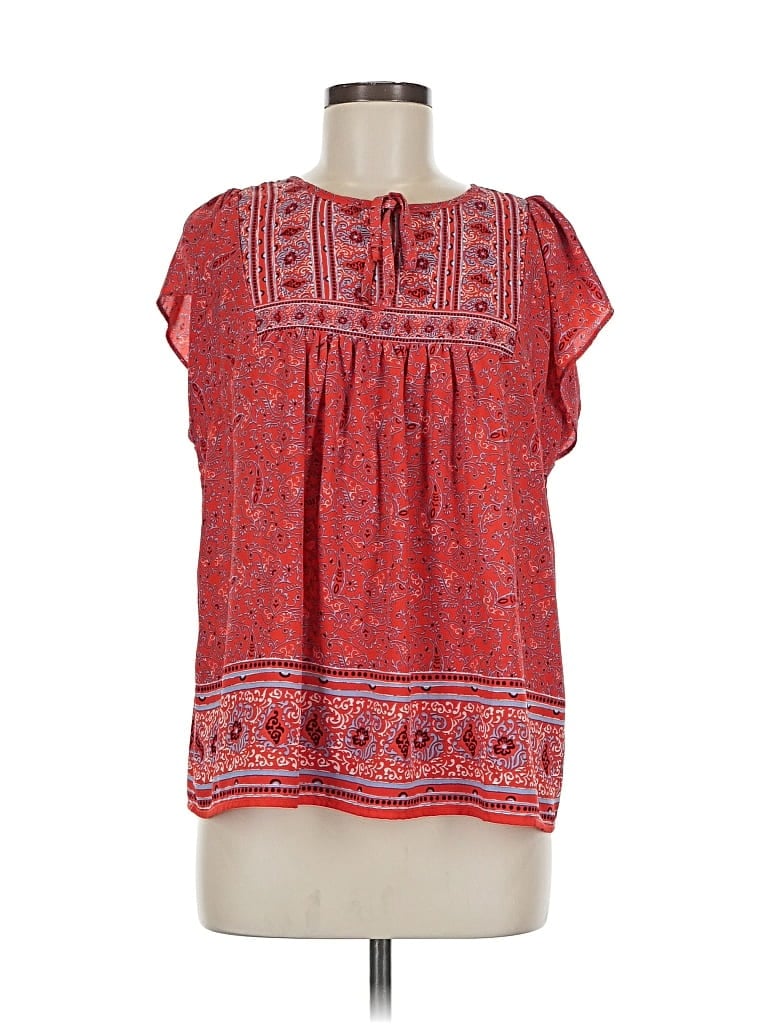 Pre-owned Gap Short Sleeve Blouse In Red