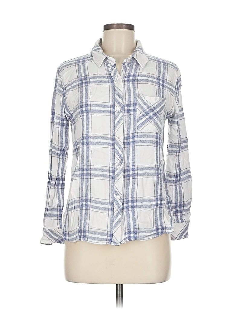 Pre-owned Rails 3/4 Sleeve Button Down Shirt In White