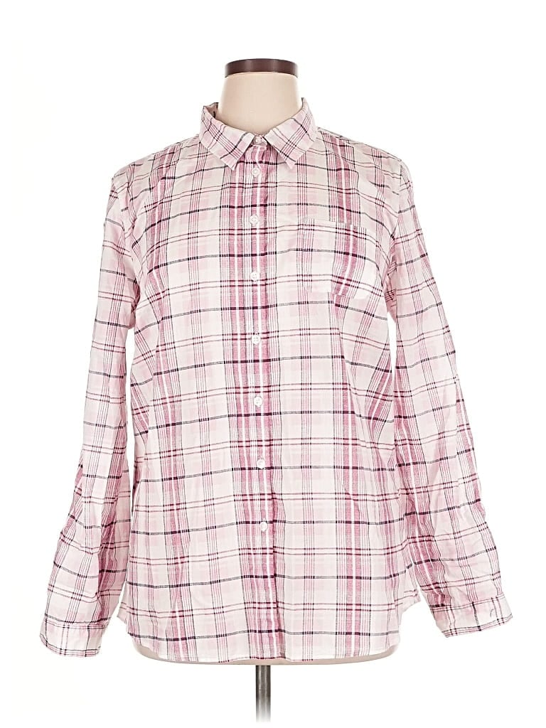 Pre-owned Kim Rogers Long Sleeve Button Down Shirt In Pink