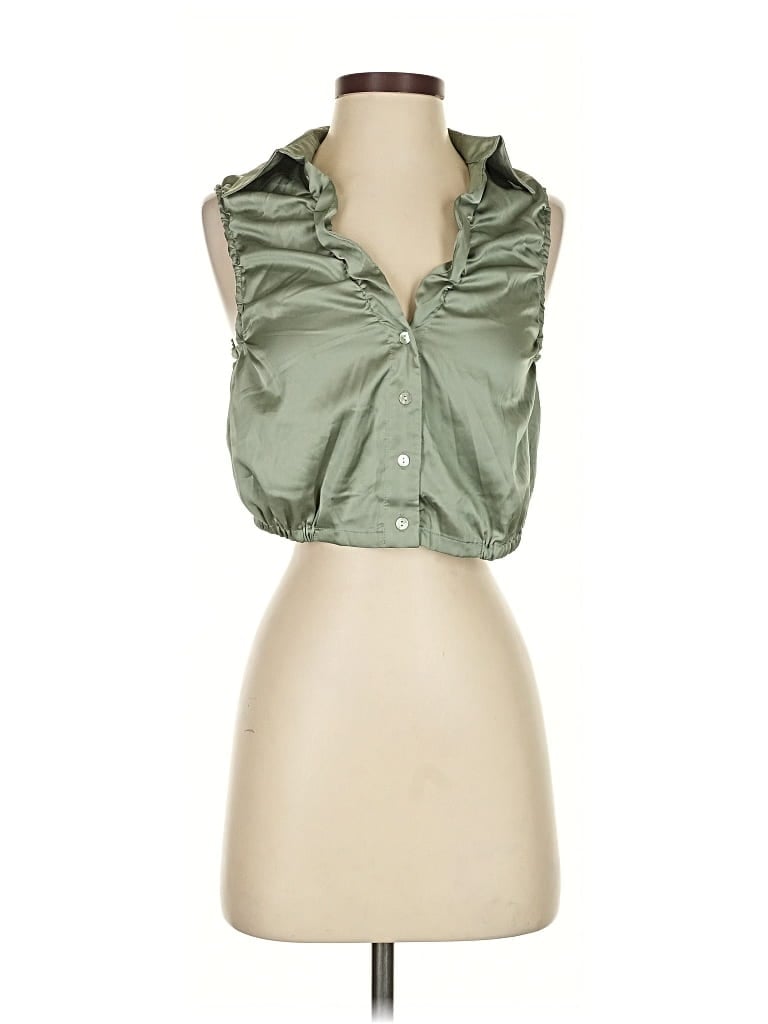 Pre-owned Mng Sleeveless Blouse In Green