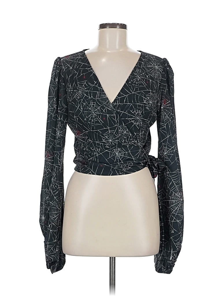 Pre-owned Laura Byrnes X Hope Johnstun Long Sleeve Blouse In Black