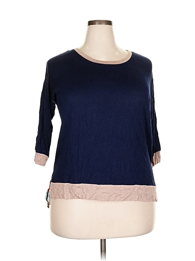 Pre-owned Bobeau 3/4 Sleeve T-shirt In Blue