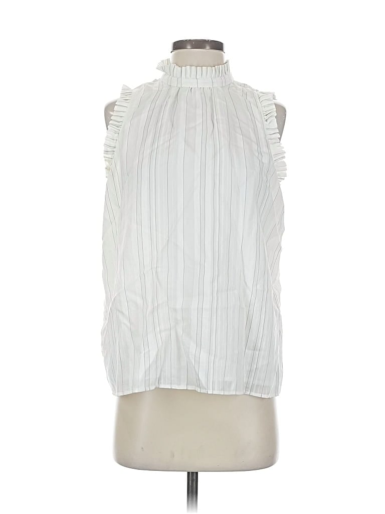 Pre-owned Ann Taylor Sleeveless Blouse In White