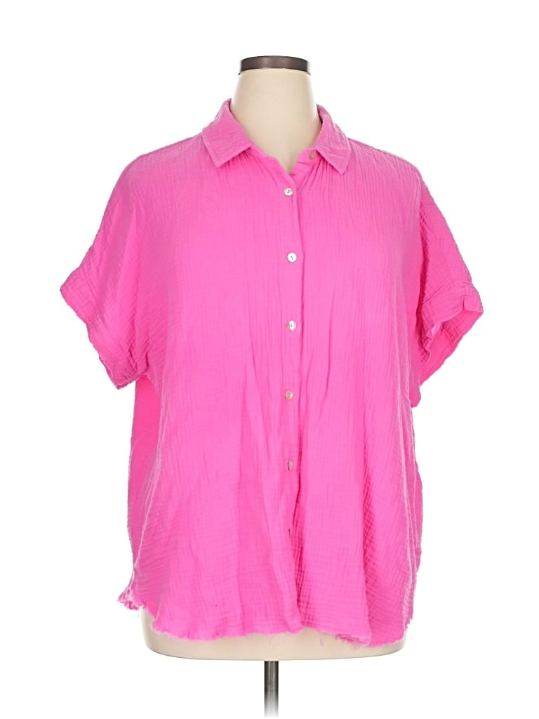 Pre-owned Tribal Jeans Short Sleeve Blouse In Pink