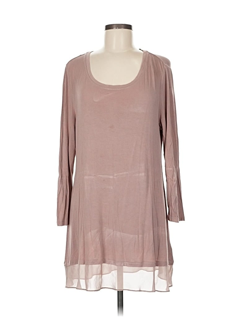 Pre-owned Logo By Lori Goldstein 3/4 Sleeve T-shirt In Brown