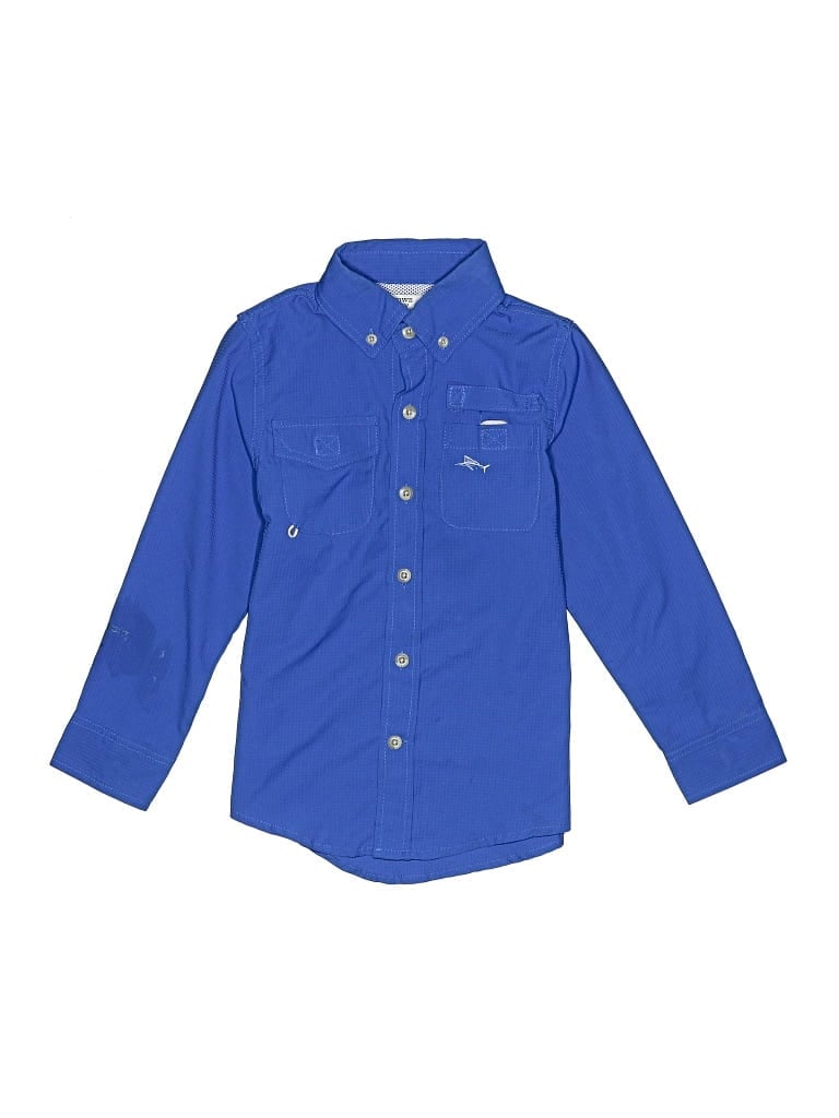 Pre-owned Crown & Ivy Kids' Long Sleeve Button Down Shirt In Blue