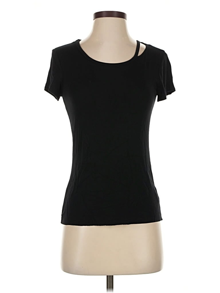 Pre-owned Bailey44 Short Sleeve Top Black Keyhole Neckline Tops