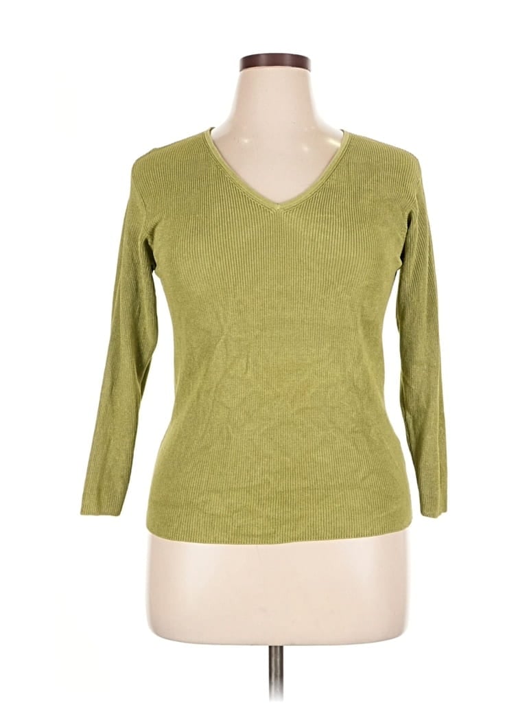 Pre-owned Linda Allard Ellen Tracy Silk Pullover Sweater In Green