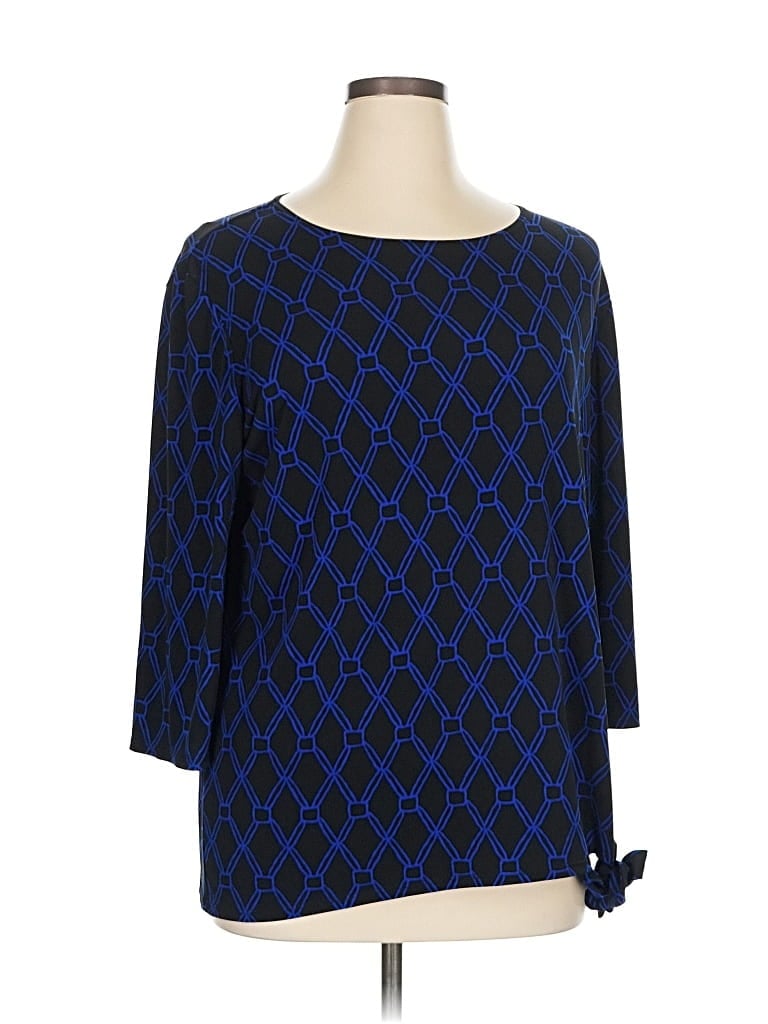 Pre-owned Travelers By Chico's 3/4 Sleeve Top Blue Boatneck Tops