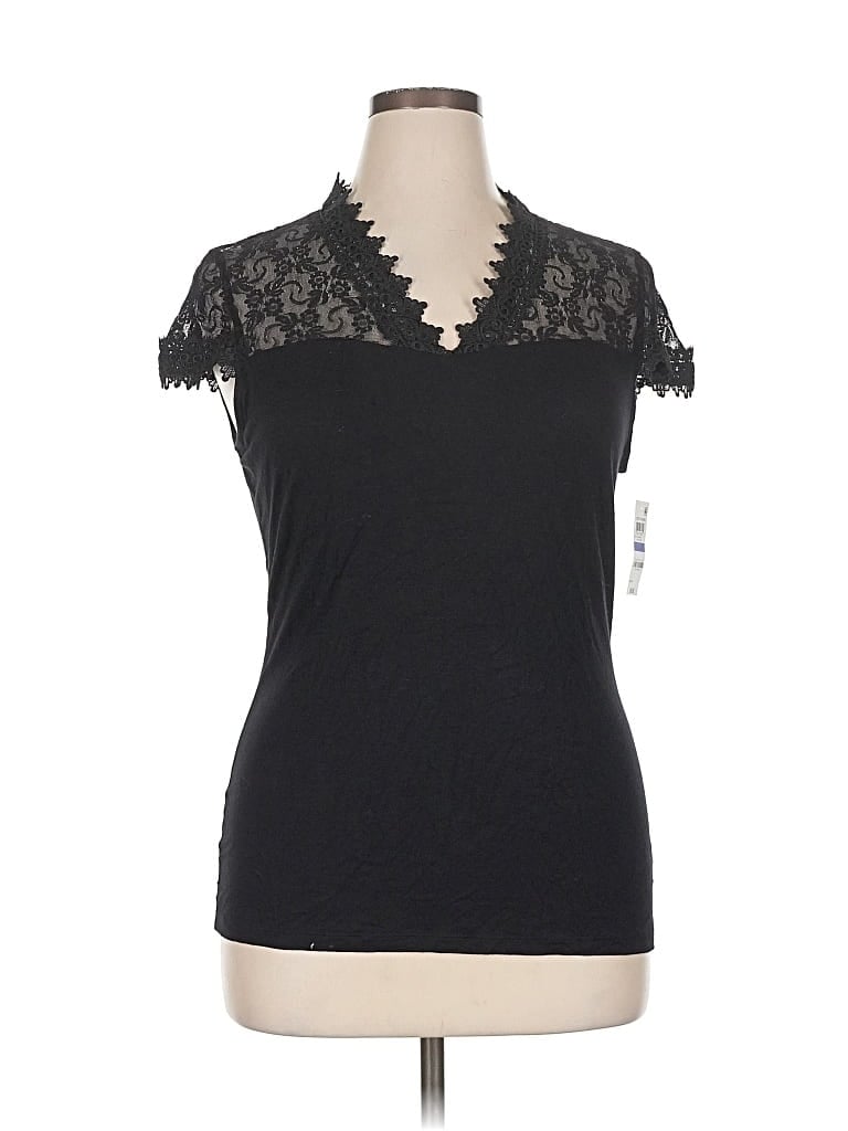 Pre-owned Inc International Concepts Short Sleeve Top Black V-neck Tops