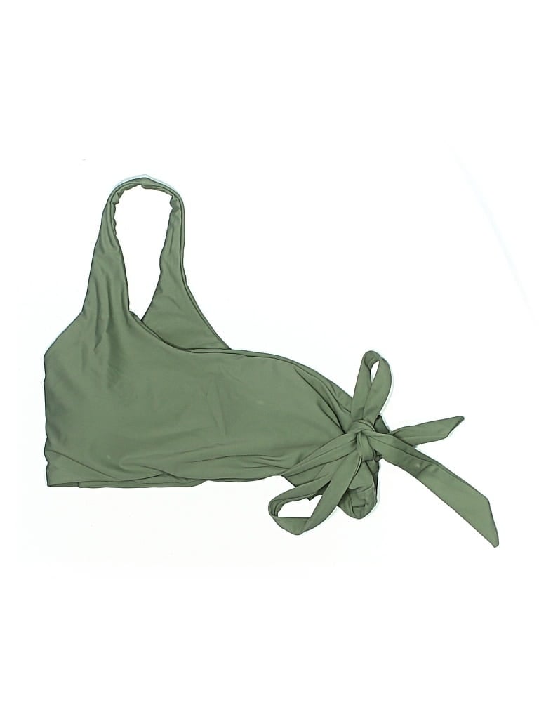 Pre-owned Unbranded Swimsuit Top Green Solid Pattern Swimwear