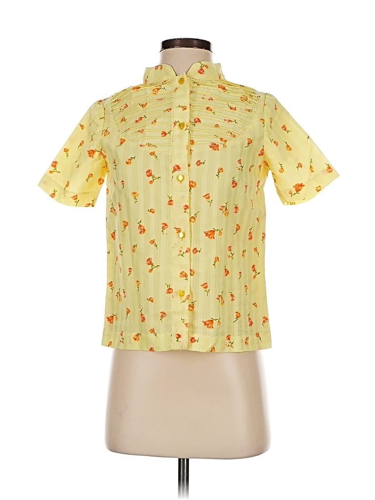 Pre-owned Unbranded Short Sleeve Blouse In Yellow