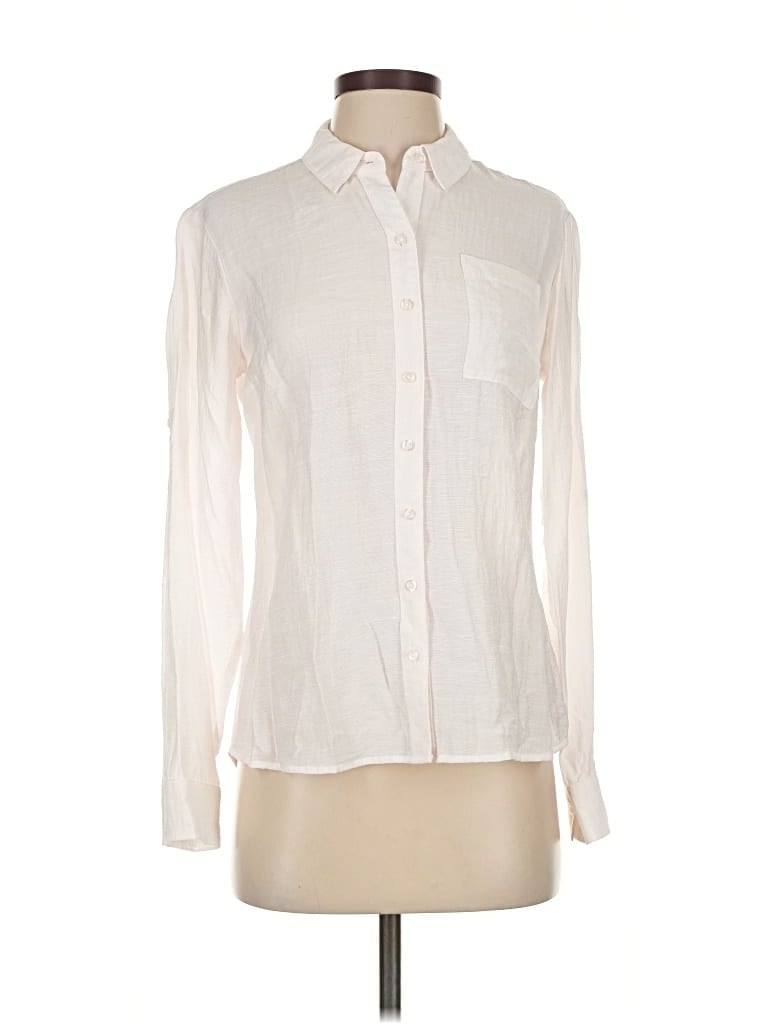 Pre-owned Express Long Sleeve Button Down Shirt In White