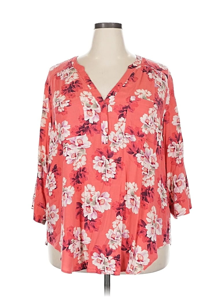 Pre-owned Torrid 3/4 Sleeve Blouse In Pink