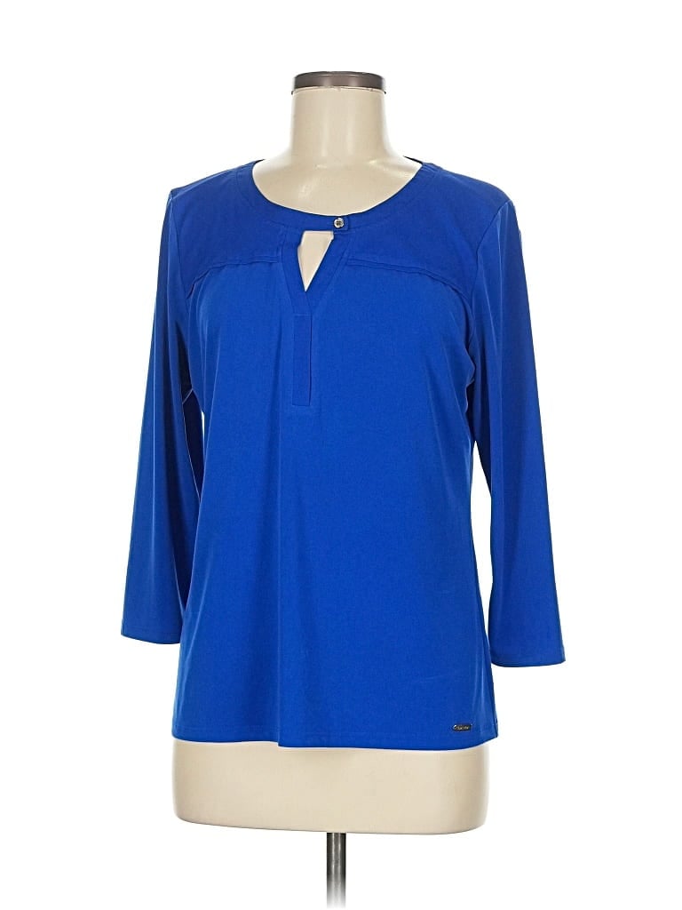 Pre-owned Calvin Klein 3/4 Sleeve Blouse In Blue