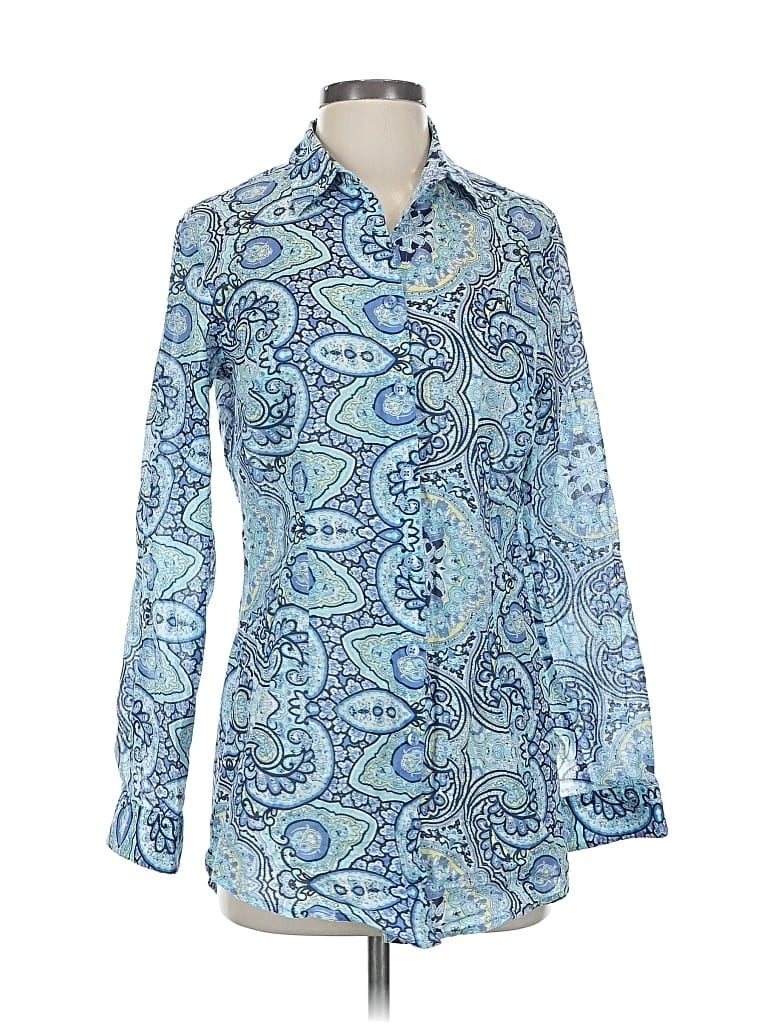 Pre-owned Coldwater Creek Long Sleeve Blouse In Blue