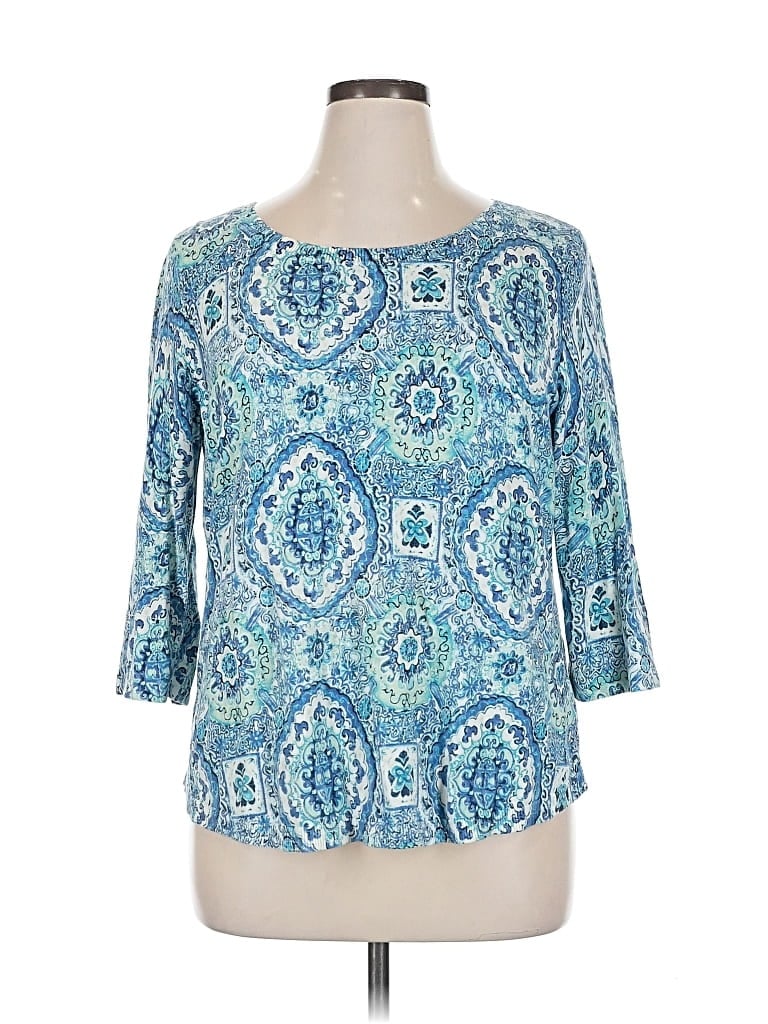 Pre-owned Talbots 3/4 Sleeve T-shirt In Blue