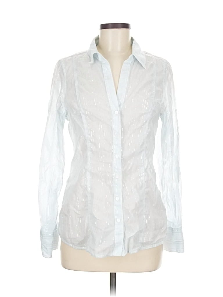 Pre-owned Express Long Sleeve Button Down Shirt In White