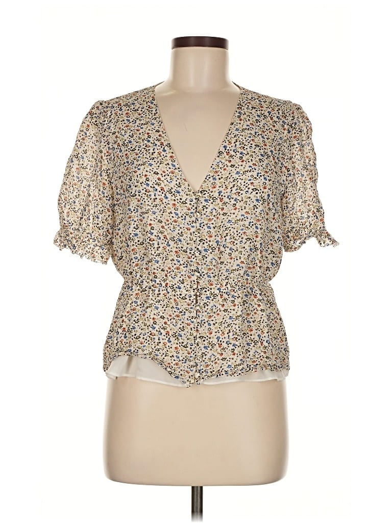 Pre-owned Madewell Short Sleeve Blouse In White