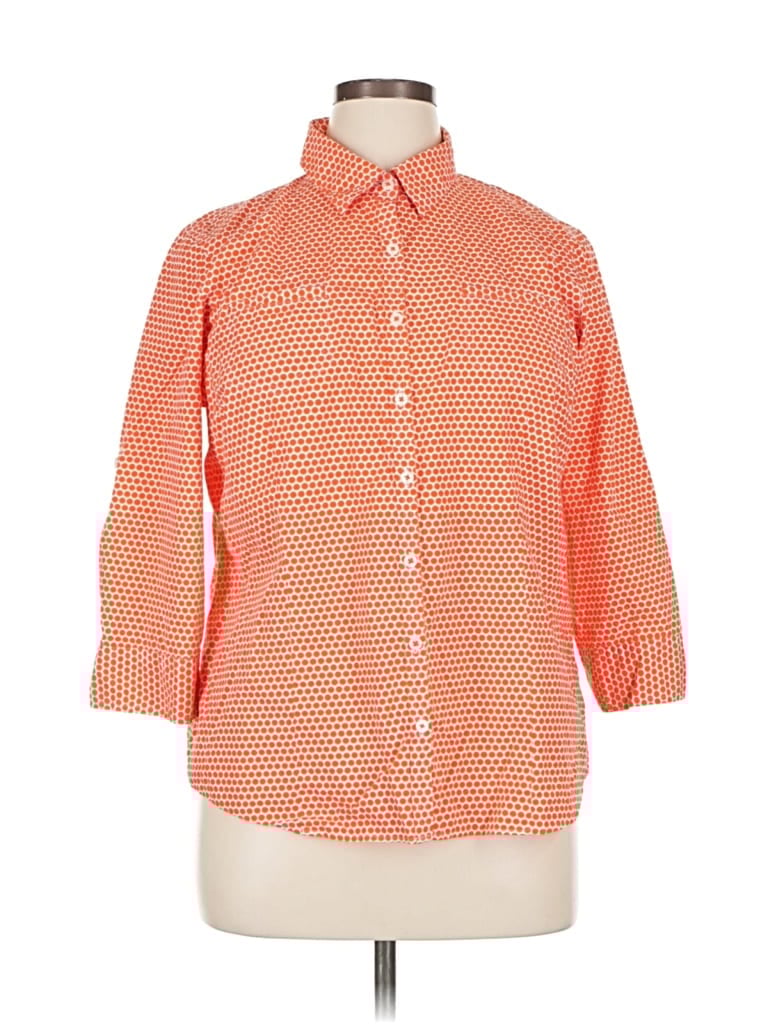 Pre-owned Van Heusen 3/4 Sleeve Button Down Shirt In Orange