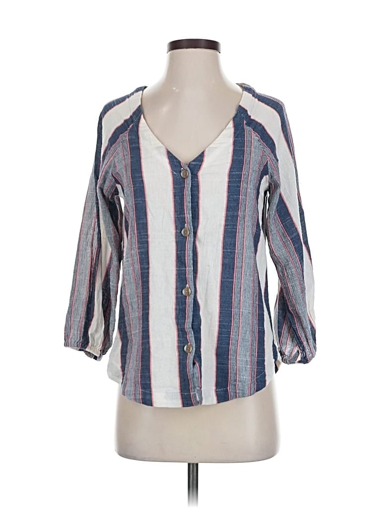 Pre-owned Cloth & Stone X Anthropologie 3/4 Sleeve Blouse In Blue