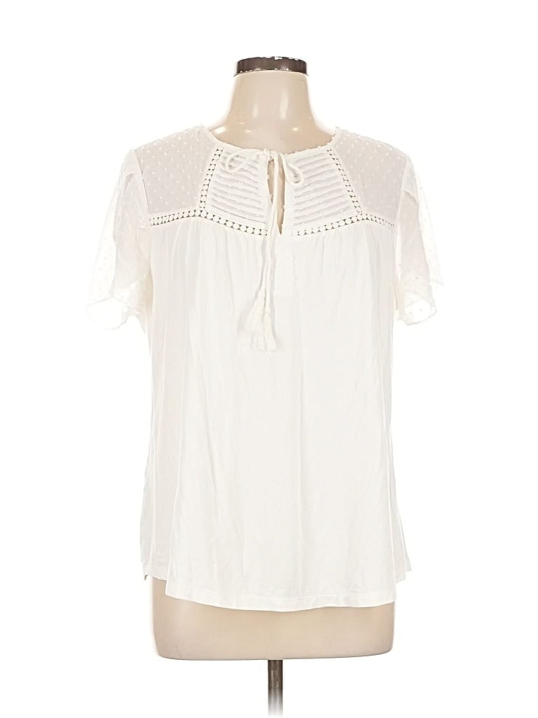 Pre-owned Daniel Rainn Short Sleeve Blouse In White