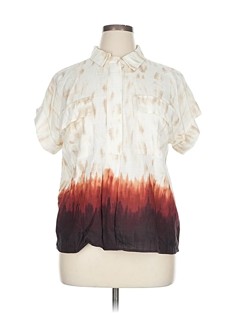 Pre-owned Simply Vera Vera Wang Short Sleeve Blouse In White