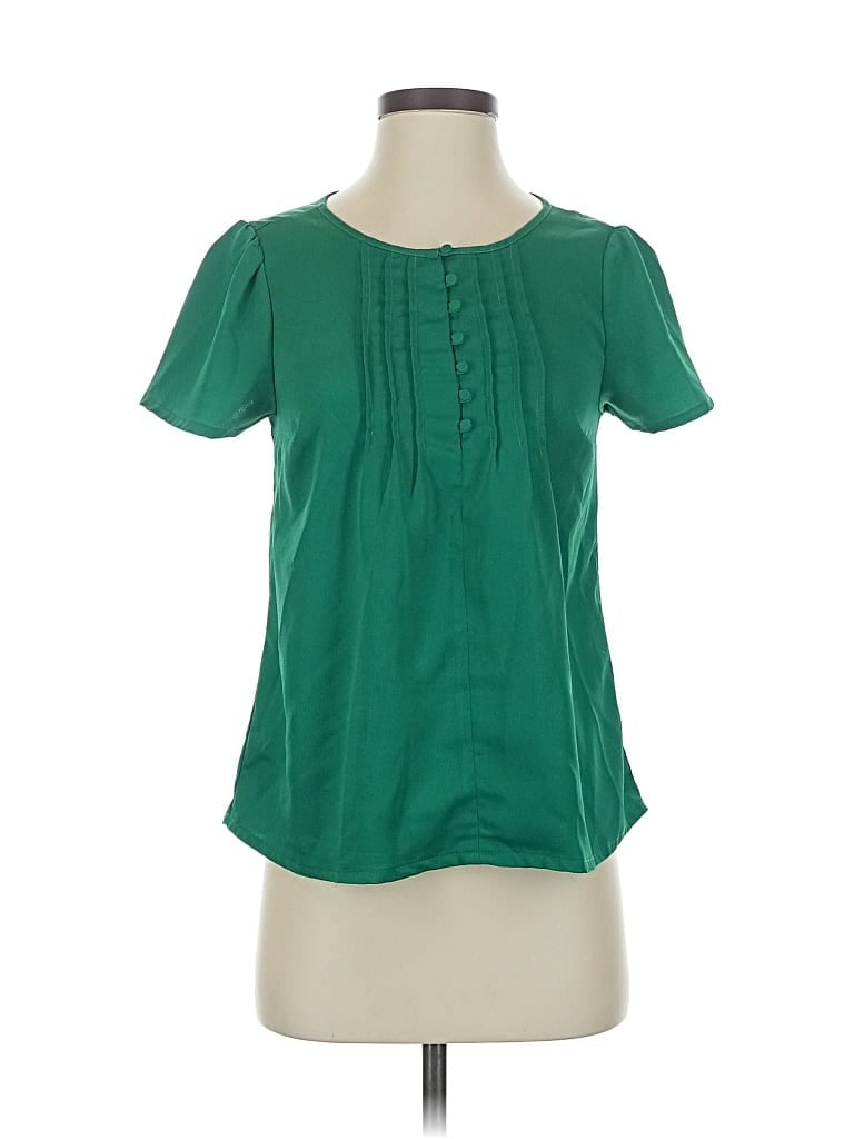 Pre-owned Modcloth Short Sleeve Blouse In Green