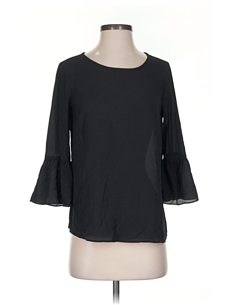 Pre-owned Elle 3/4 Sleeve Top Black Boatneck Tops