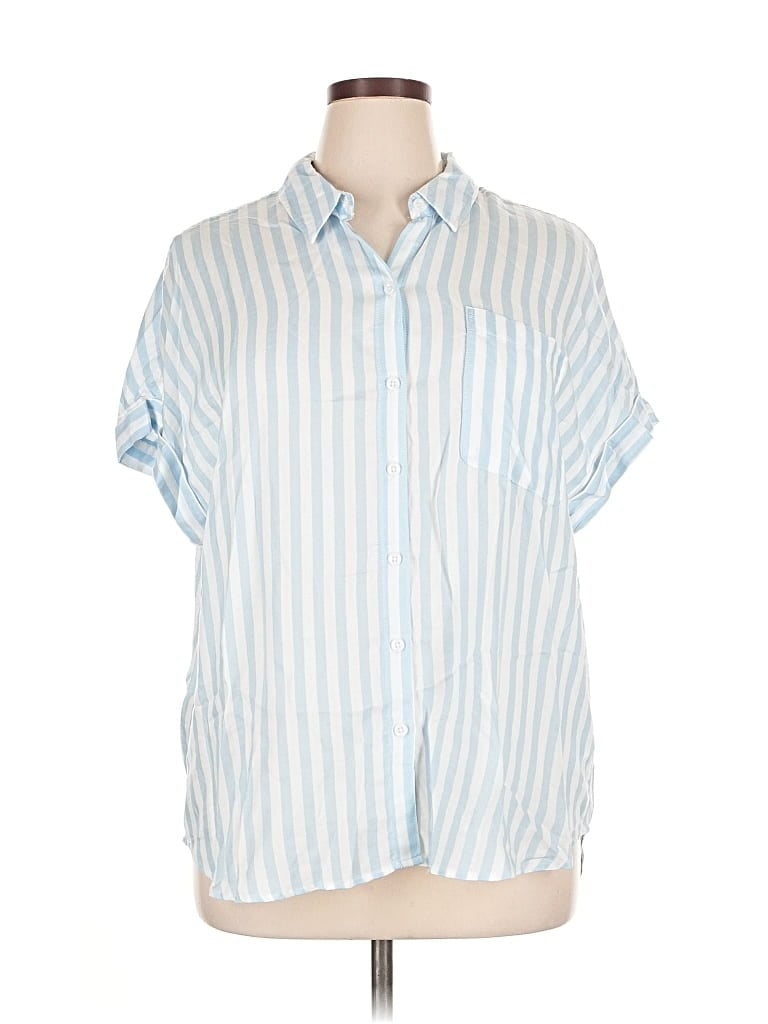 Pre-owned Lola River Short Sleeve Button Down Shirt In Blue