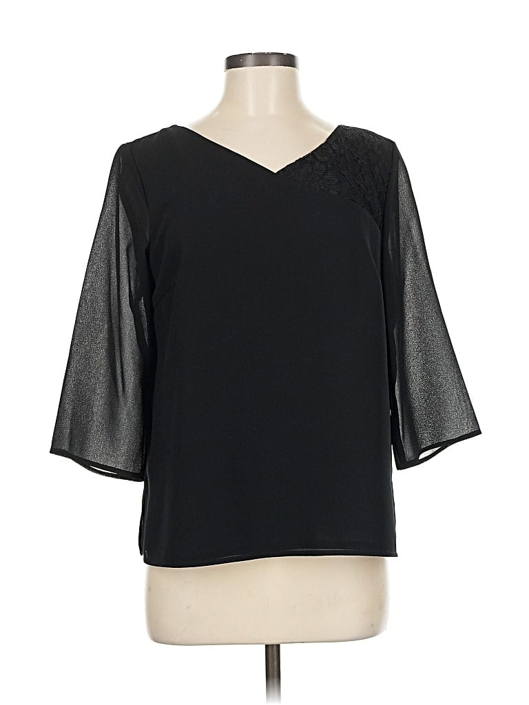 Pre-owned Maggy London 3/4 Sleeve Blouse In Black
