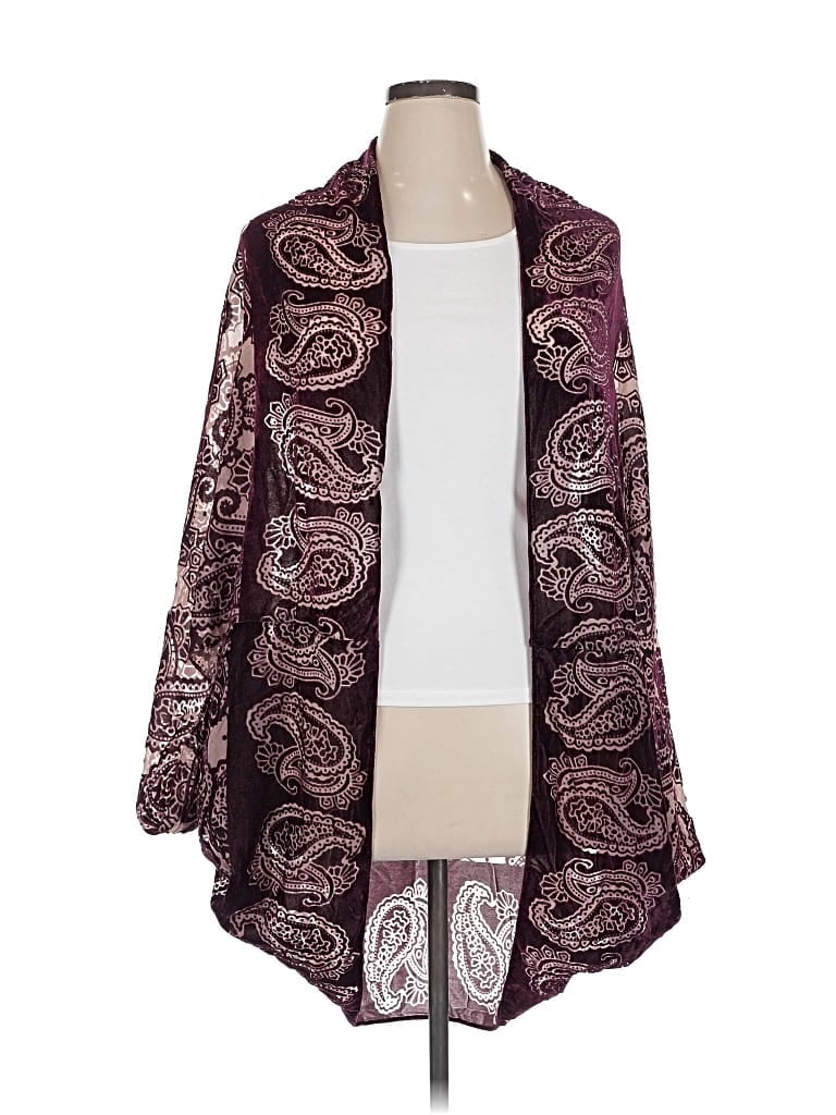 Pre-owned Shiraleah Cardigan Sweater In Burgundy