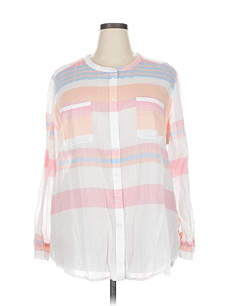 Pre-owned Lane Bryant Long Sleeve Button Down Shirt In Pink