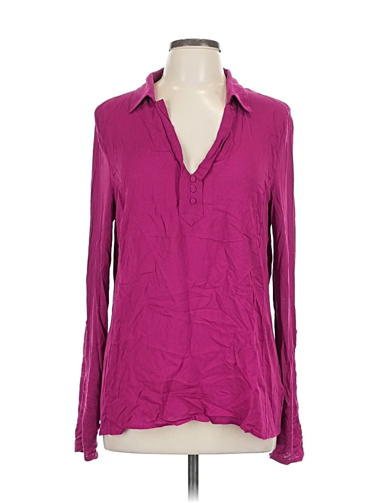 Pre-owned Anthropologie Long Sleeve Blouse In Purple