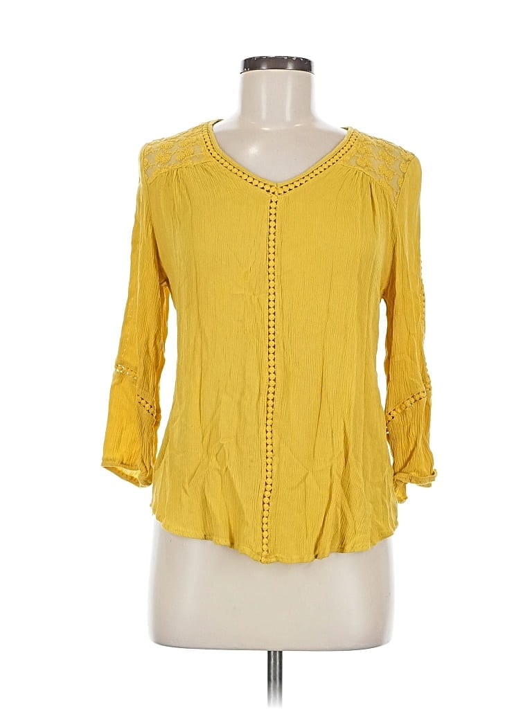 Pre-owned John Paul Richard 3/4 Sleeve Blouse In Yellow